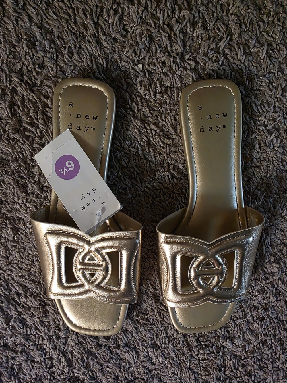 a new day Metallic Gold Open-Toe Slide Sandals